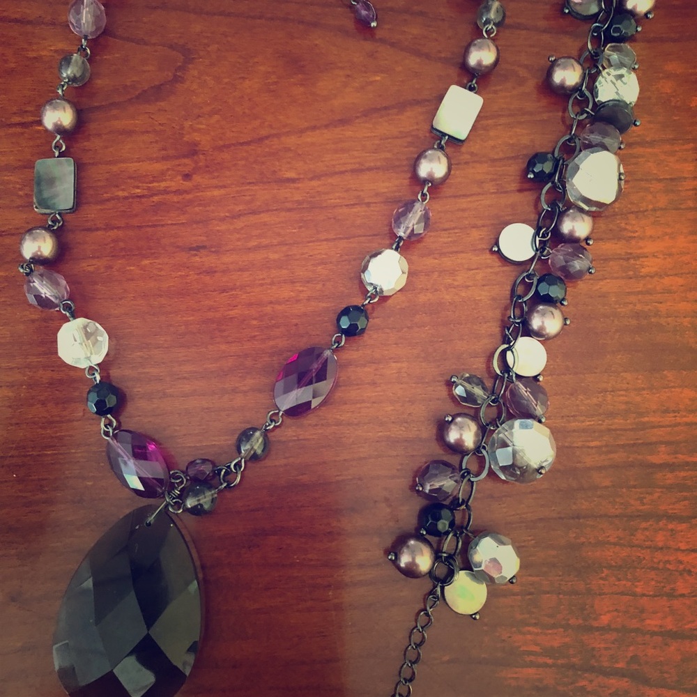 ⛲️Purple🌿& Grey Necklace and matching bracelet